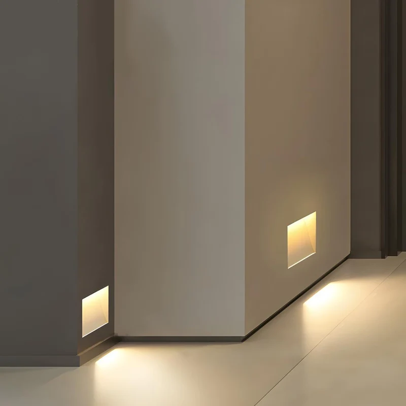 Inbouw wandlamp met bewegingssensor aluminium LED rechthoek vierkant trapverlichting modern stijlvol | Sansoti