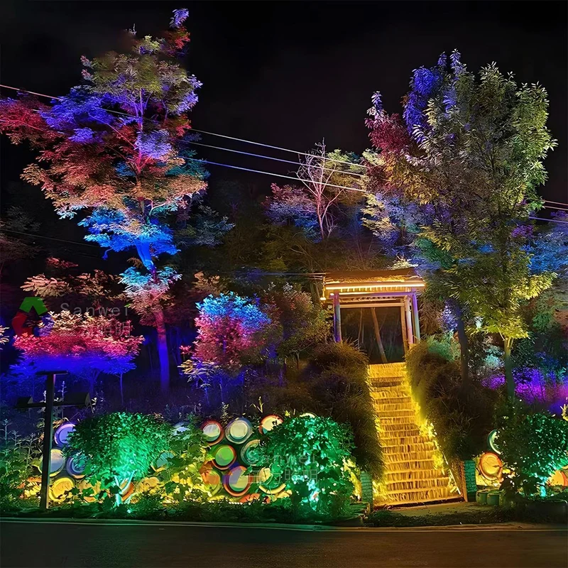 LED Tuinspot RGB Waterdicht IP65 Boomverlichting Buitenlamp Aluminium Landschapsverlichting voor Tuin en Gazon | Sansoti