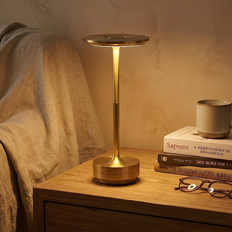 Dimbare Bureaulamp LED USB-C Oplaadbaar Aluminium 3 Lichtstanden Tafellamp Goud Zilver Zwart Modern Werkplek | Sansoti