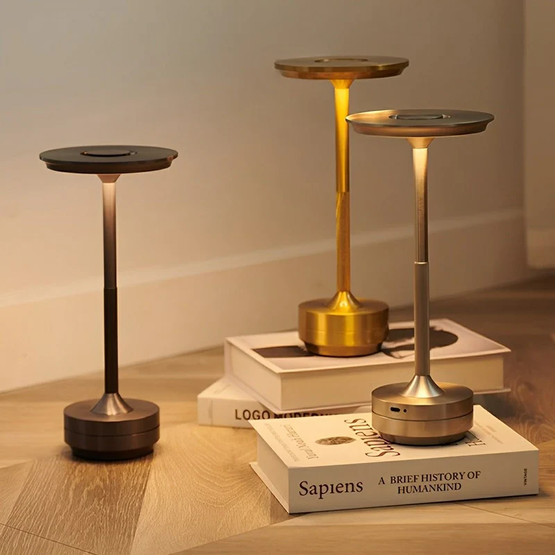 Dimbare Bureaulamp LED USB-C Oplaadbaar Aluminium 3 Lichtstanden Tafellamp Goud Zilver Zwart Modern Werkplek | Sansoti