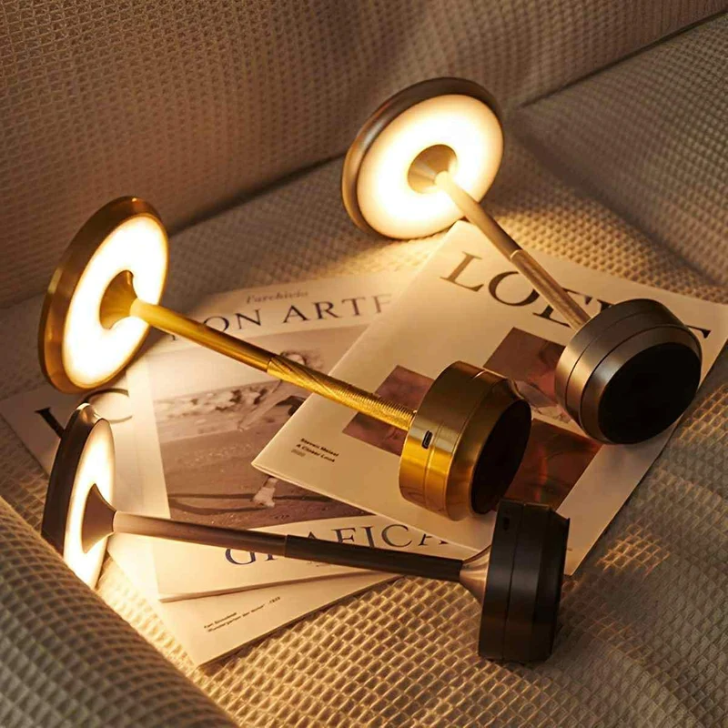 Dimbare Bureaulamp LED USB-C Oplaadbaar Aluminium 3 Lichtstanden Tafellamp Goud Zilver Zwart Modern Werkplek | Sansoti