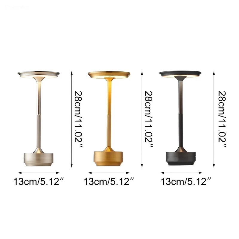 Dimbare Bureaulamp LED USB-C Oplaadbaar Aluminium 3 Lichtstanden Tafellamp Goud Zilver Zwart Modern Werkplek | Sansoti