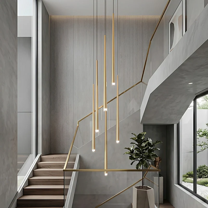 Verticale LED Hanglamp Trap Kroonluchter Modern Design IJzer Acryl Zwart Goud Dimbaar Woonkamer Eetkamer | Sansoti