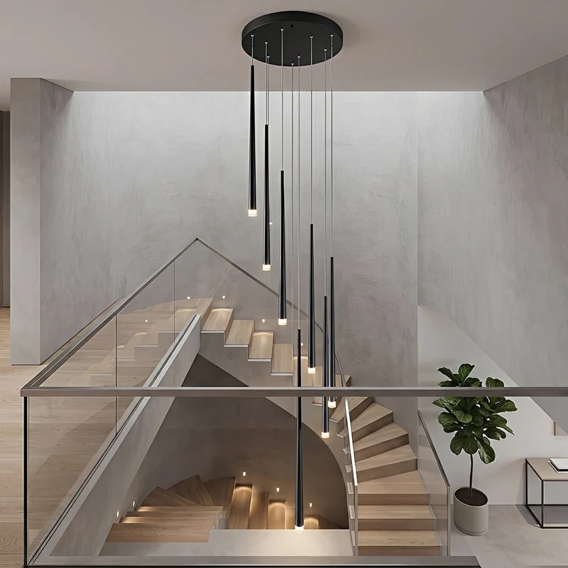 Verticale LED Hanglamp Trap Kroonluchter Modern Design IJzer Acryl Zwart Goud Dimbaar Woonkamer Eetkamer | Sansoti