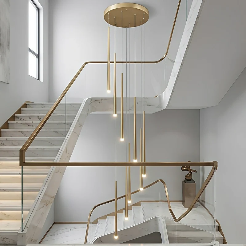 Verticale LED Hanglamp Trap Kroonluchter Modern Design IJzer Acryl Zwart Goud Dimbaar Woonkamer Eetkamer | Sansoti