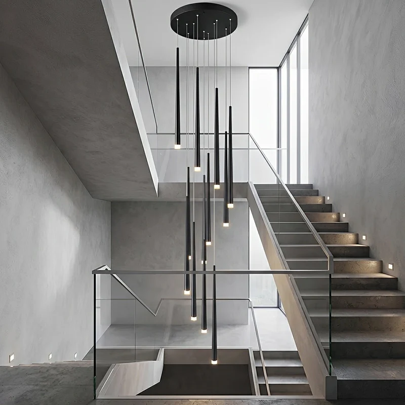 Verticale LED Hanglamp Trap Kroonluchter Modern Design IJzer Acryl Zwart Goud Dimbaar Woonkamer Eetkamer | Sansoti