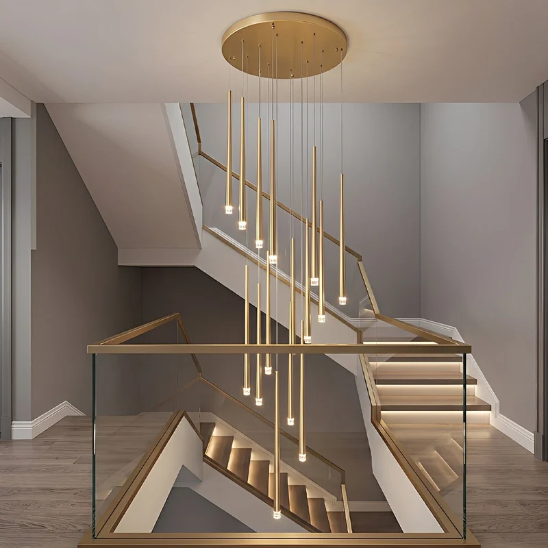 Verticale LED Hanglamp Trap Kroonluchter Modern Design IJzer Acryl Zwart Goud Dimbaar Woonkamer Eetkamer | Sansoti