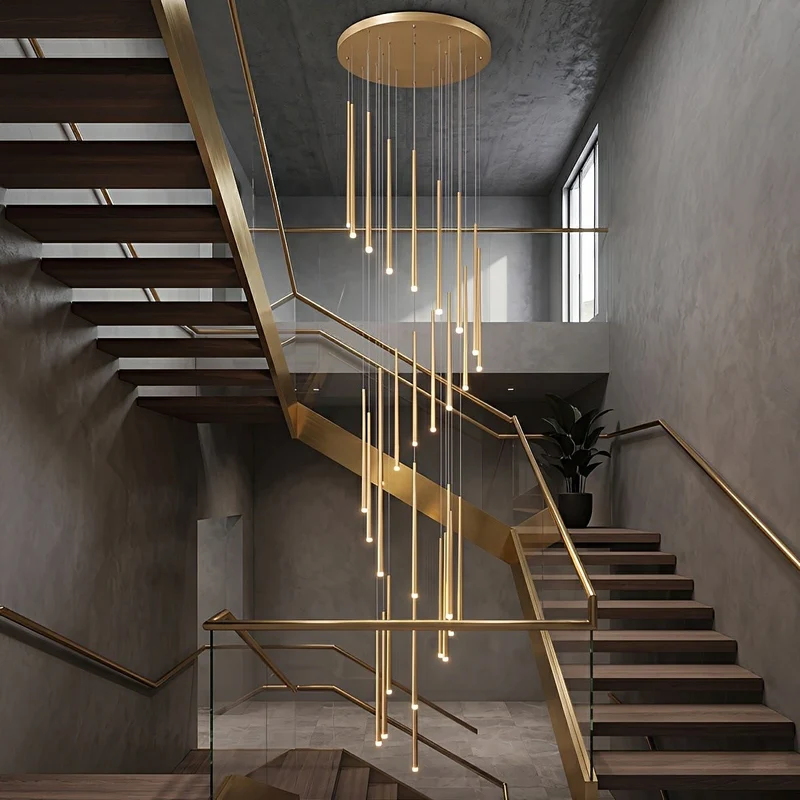 Verticale LED Hanglamp Trap Kroonluchter Modern Design IJzer Acryl Zwart Goud Dimbaar Woonkamer Eetkamer | Sansoti
