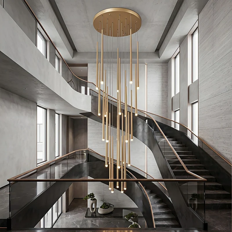 Verticale LED Hanglamp Trap Kroonluchter Modern Design IJzer Acryl Zwart Goud Dimbaar Woonkamer Eetkamer | Sansoti