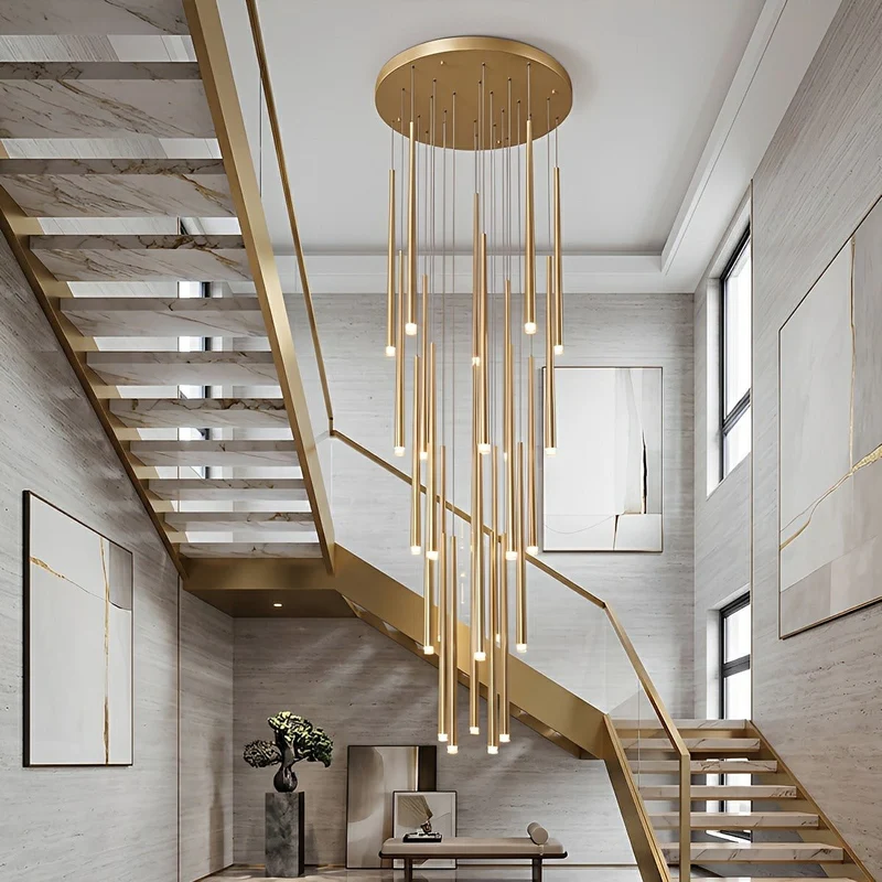Verticale LED Hanglamp Trap Kroonluchter Modern Design IJzer Acryl Zwart Goud Dimbaar Woonkamer Eetkamer | Sansoti