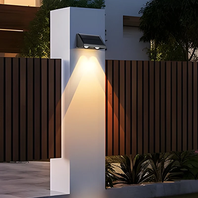 Zonne-energie Wandlamp Buiten Waterdicht LED Up-Down Verlichting Zwart 6W 3000K IP65 Modern Tuinverlichting | Sansoti