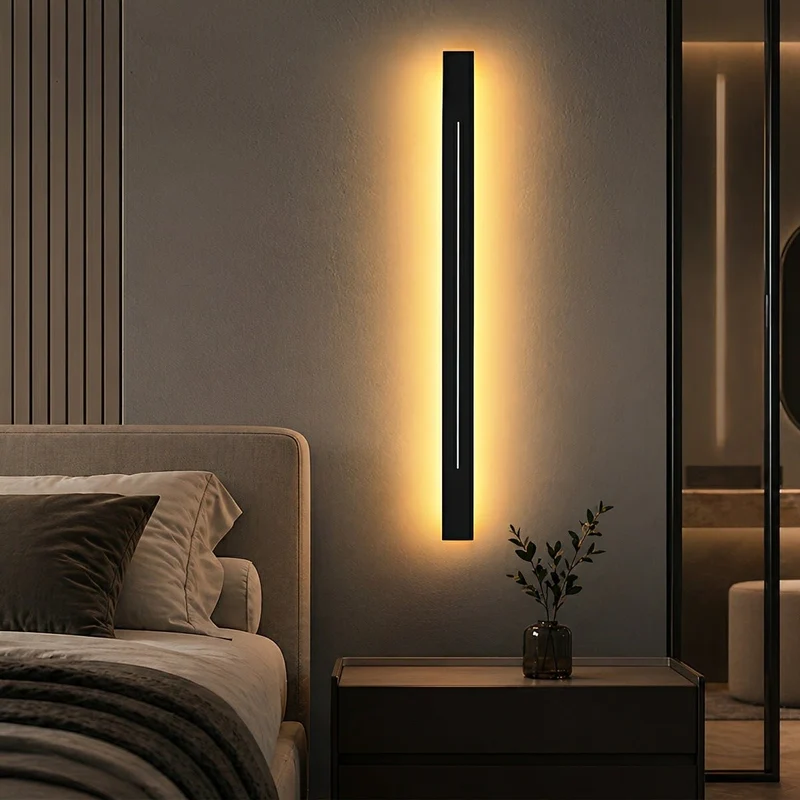 Slanke Wandlamp LED Strip IJzer Acryl Dimbaar 60-120cm voor Spiegel Woonkamer Badkamer Zwart Goud Modern Sfeervol | Sansoti