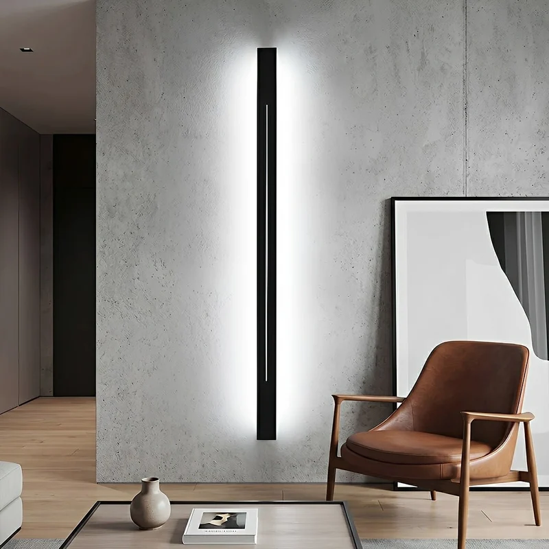 Slanke Wandlamp LED Strip IJzer Acryl Dimbaar 60-120cm voor Spiegel Woonkamer Badkamer Zwart Goud Modern Sfeervol | Sansoti