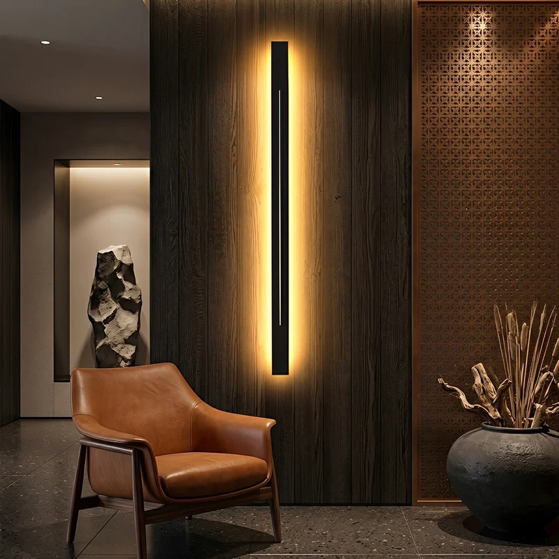 Slanke Wandlamp LED Strip IJzer Acryl Dimbaar 60-120cm voor Spiegel Woonkamer Badkamer Zwart Goud Modern Sfeervol | Sansoti