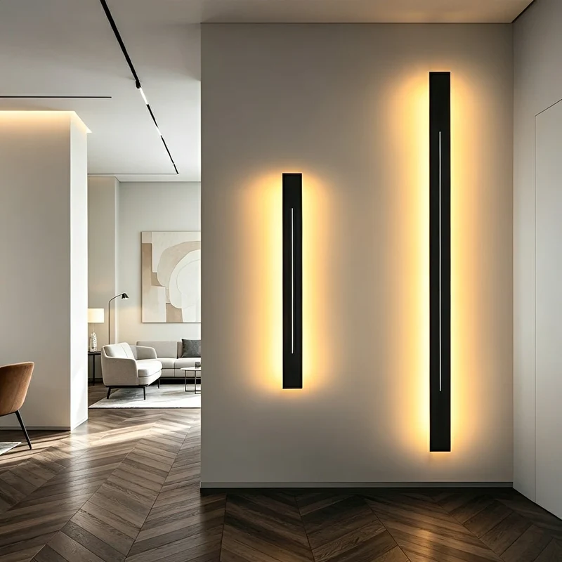 Slanke Wandlamp LED Strip IJzer Acryl Dimbaar 60-120cm voor Spiegel Woonkamer Badkamer Zwart Goud Modern Sfeervol | Sansoti