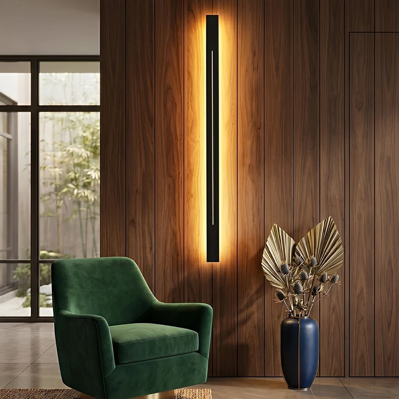Slanke Wandlamp LED Strip IJzer Acryl Dimbaar 60-120cm voor Spiegel Woonkamer Badkamer Zwart Goud Modern Sfeervol | Sansoti