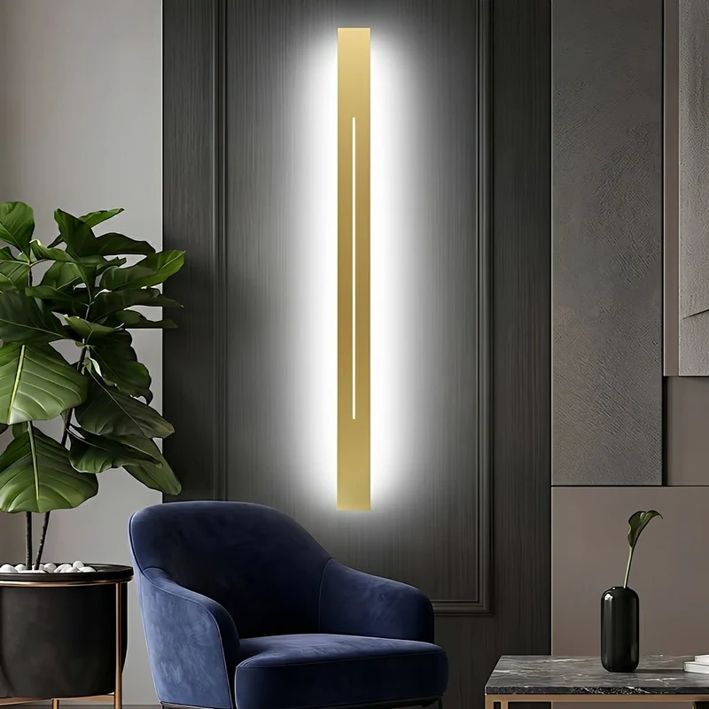 Slanke Wandlamp LED Strip IJzer Acryl Dimbaar 60-120cm voor Spiegel Woonkamer Badkamer Zwart Goud Modern Sfeervol | Sansoti
