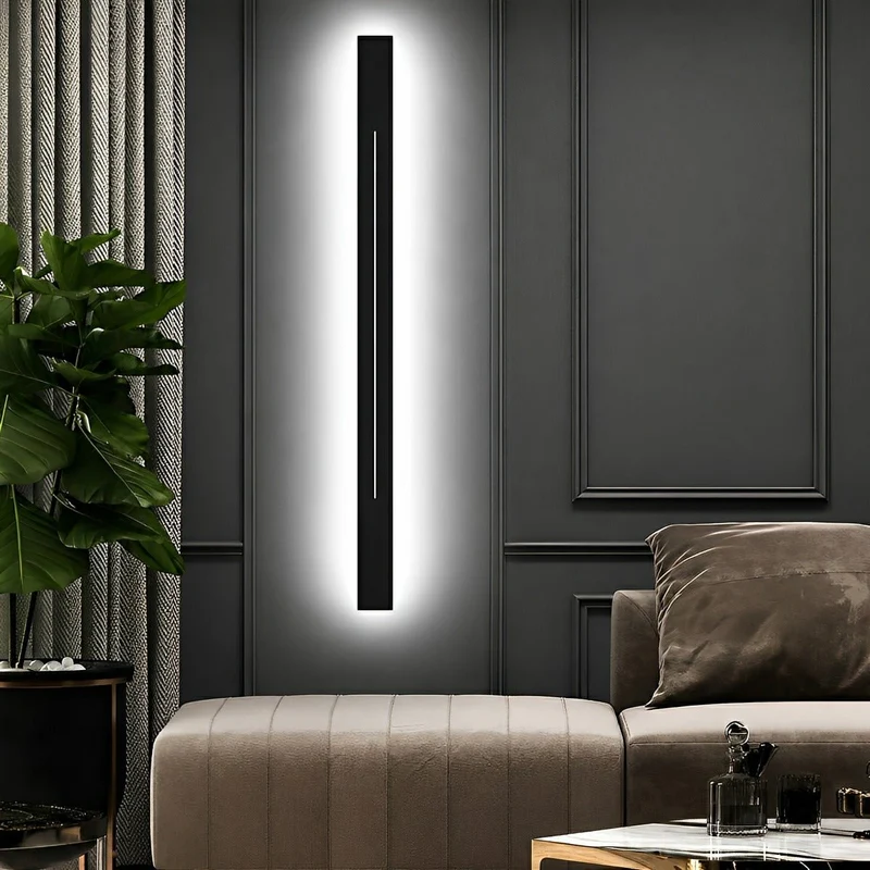 Slanke Wandlamp LED Strip IJzer Acryl Dimbaar 60-120cm voor Spiegel Woonkamer Badkamer Zwart Goud Modern Sfeervol | Sansoti