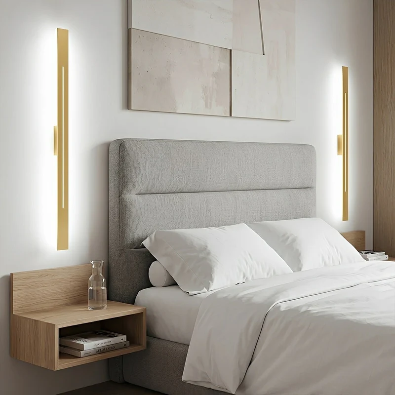 Slanke Wandlamp LED Strip IJzer Acryl Dimbaar 60-120cm voor Spiegel Woonkamer Badkamer Zwart Goud Modern Sfeervol | Sansoti