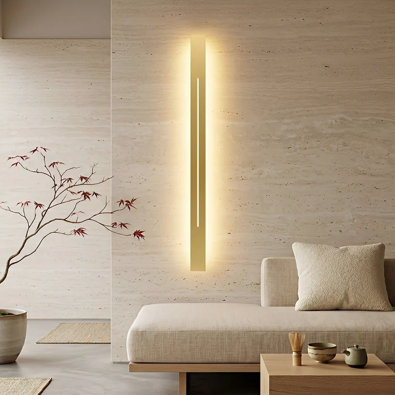 Slanke Wandlamp LED Strip IJzer Acryl Dimbaar 60-120cm voor Spiegel Woonkamer Badkamer Zwart Goud Modern Sfeervol | Sansoti