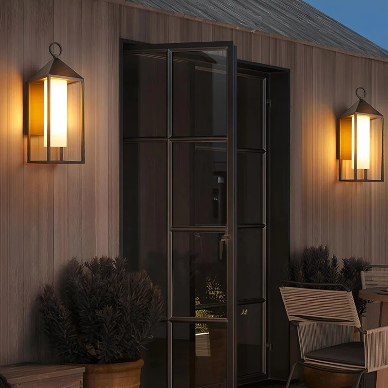 Buitenwandlamp LED Lantaarn Zwart Aluminium Glas IP65 Waterdicht Veranda Tuin Sfeerverlichting Buitenverlichting | Sansoti