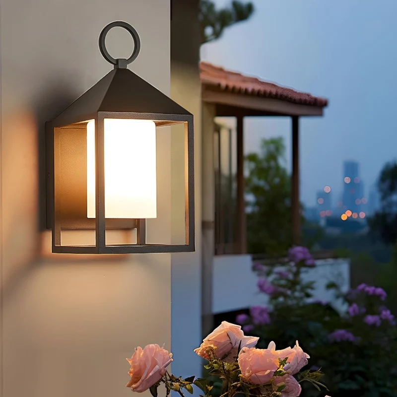 Buitenwandlamp LED Lantaarn Zwart Aluminium Glas IP65 Waterdicht Veranda Tuin Sfeerverlichting Buitenverlichting | Sansoti