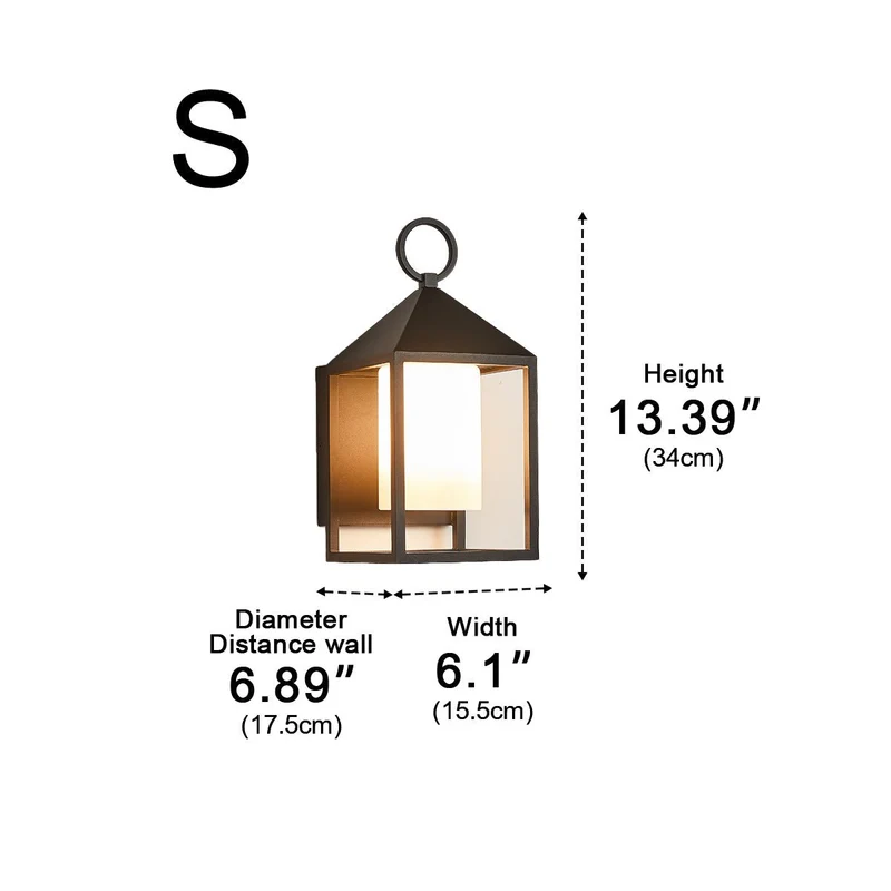 Buitenwandlamp LED Lantaarn Zwart Aluminium Glas IP65 Waterdicht Veranda Tuin Sfeerverlichting Buitenverlichting | Sansoti