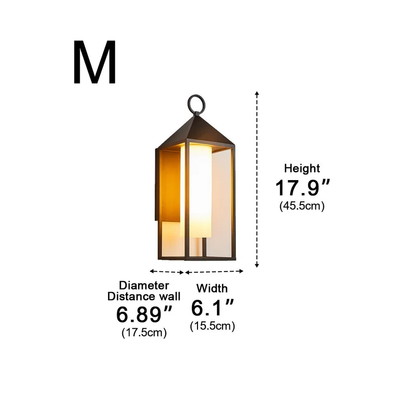 Buitenwandlamp LED Lantaarn Zwart Aluminium Glas IP65 Waterdicht Veranda Tuin Sfeerverlichting Buitenverlichting | Sansoti