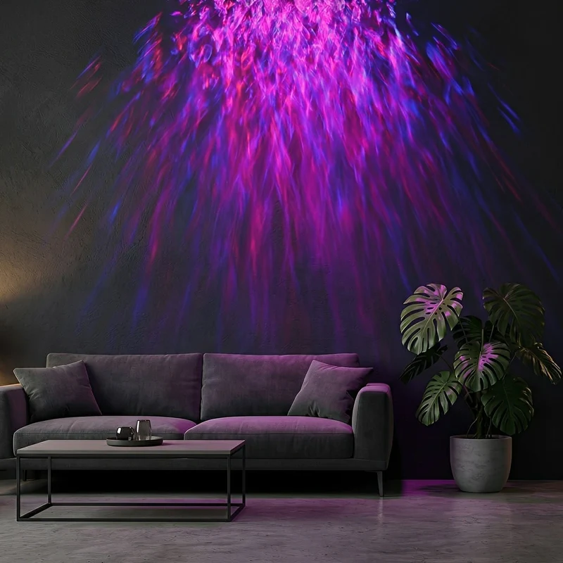 LED Wandwasser met Golfeffect RGBW Zwart Aluminium 50cm 100cm Sfeerverlichting voor Woonkamer en Slaapkamer | Sansoti