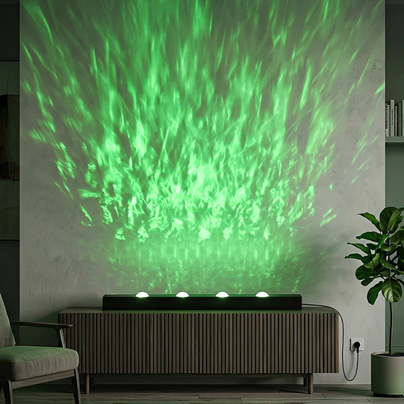 LED Wandwasser met Golfeffect RGBW Zwart Aluminium 50cm 100cm Sfeerverlichting voor Woonkamer en Slaapkamer | Sansoti
