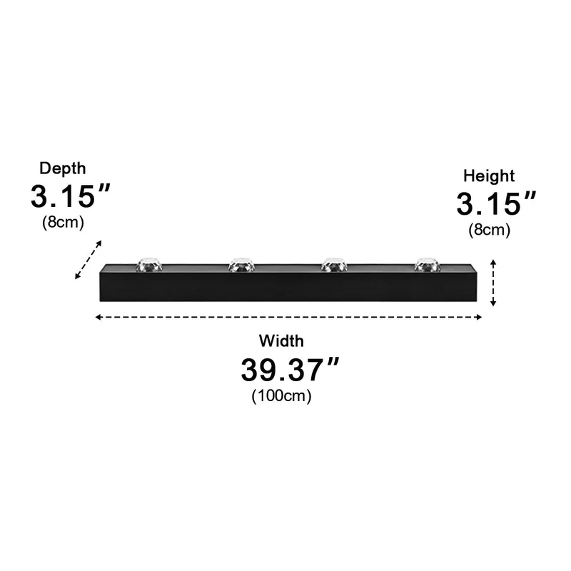 LED Wandwasser met Golfeffect RGBW Zwart Aluminium 50cm 100cm Sfeerverlichting voor Woonkamer en Slaapkamer | Sansoti