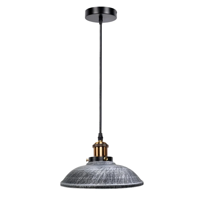 Vintage Pendelleuchte E27 Silber Gebürstet Verstellbar ~3717