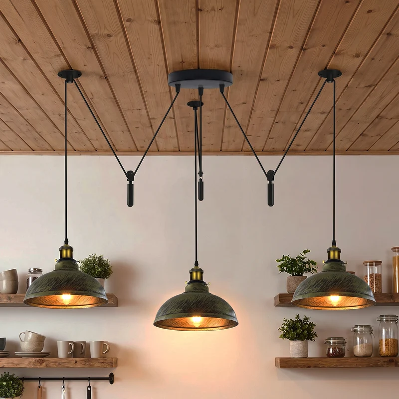 Skulpturale Pendelleuchte – Dezentrale Vintage Hängelampe Loft | Ø 29cm | E27 ~3723