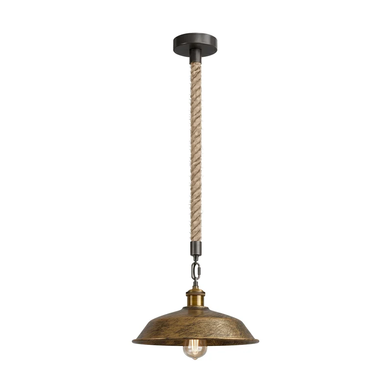Retro Hanfseil Gastro hangeleuchten Metallkuppel E27 ~3703
