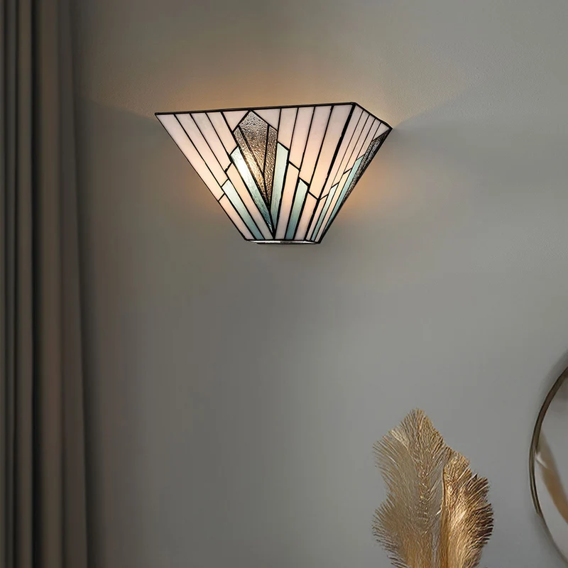 Wandleuchte Alderley 2-flammig Tiffany-Glas Bronze 31cm