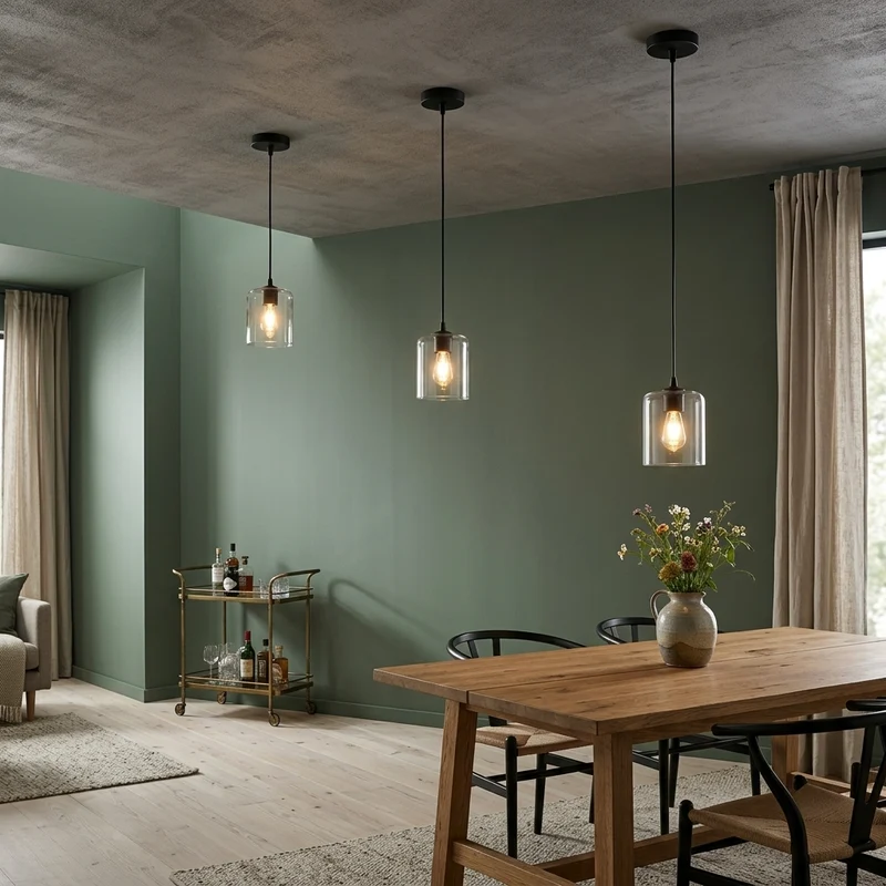 Retro Pendelleuchte Klarglas Zylinder | Loft Deckenleuchte Schwarz E27~3669