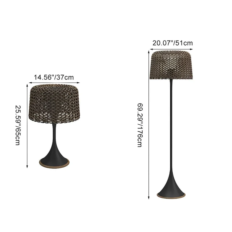 Gevlochten Buitenlamp op Zonne-energie LED Staande Vloerlamp Waterdicht Tuinverlichting voor Terras Tuin Balkon | Sansoti