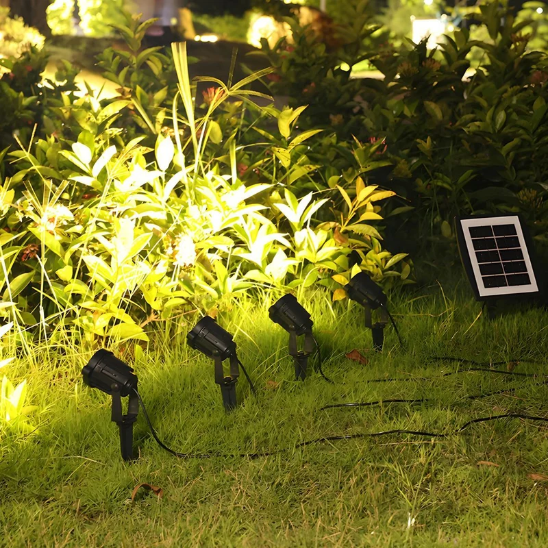 Oplaadbare Solar LED Tuinspot Zwart IP65 Waterdicht 3W Warm Wit Licht Verstelbaar Buitenverlichting 2,5m Kabel | Sansoti
