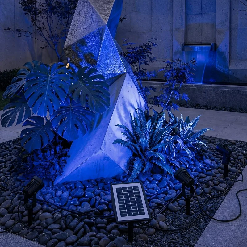 Oplaadbare Solar LED Tuinspot Zwart IP65 Waterdicht 3W Warm Wit Licht Verstelbaar Buitenverlichting 2,5m Kabel | Sansoti