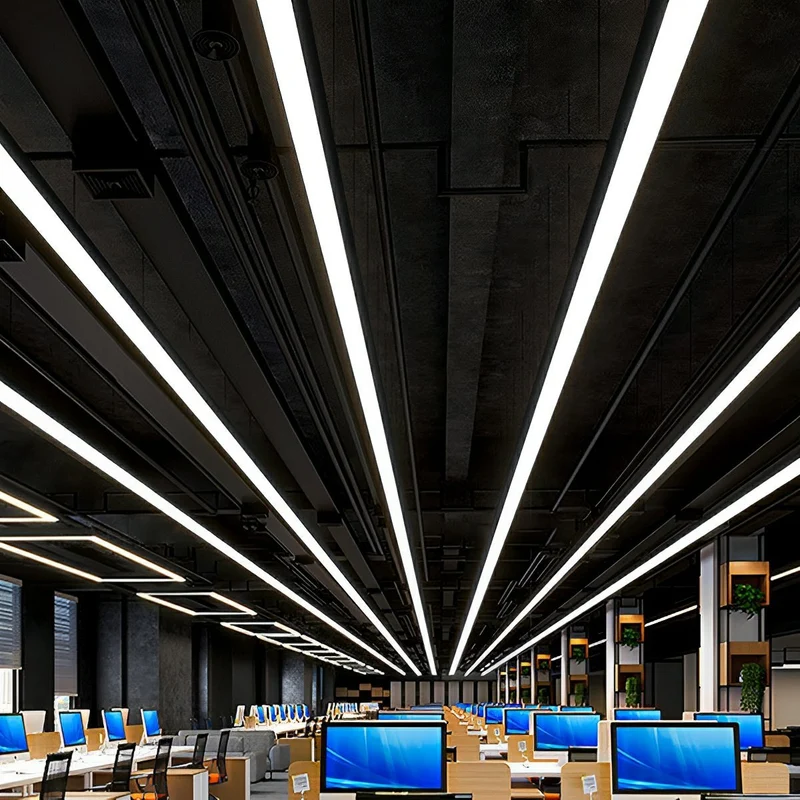 Lineaire Hanglamp Zwart Aluminium LED Strip 100-200cm Modern Design Kantoor Eetkamer Woonkamer Stijlvol | Sansoti