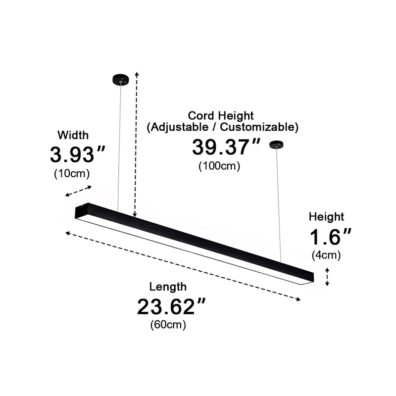 Inbouw LED Striplamp Zwart Aluminium 60-150 cm Kantoorverlichting Plafondmontage Moderne Werkplek Verlichting | Sansoti