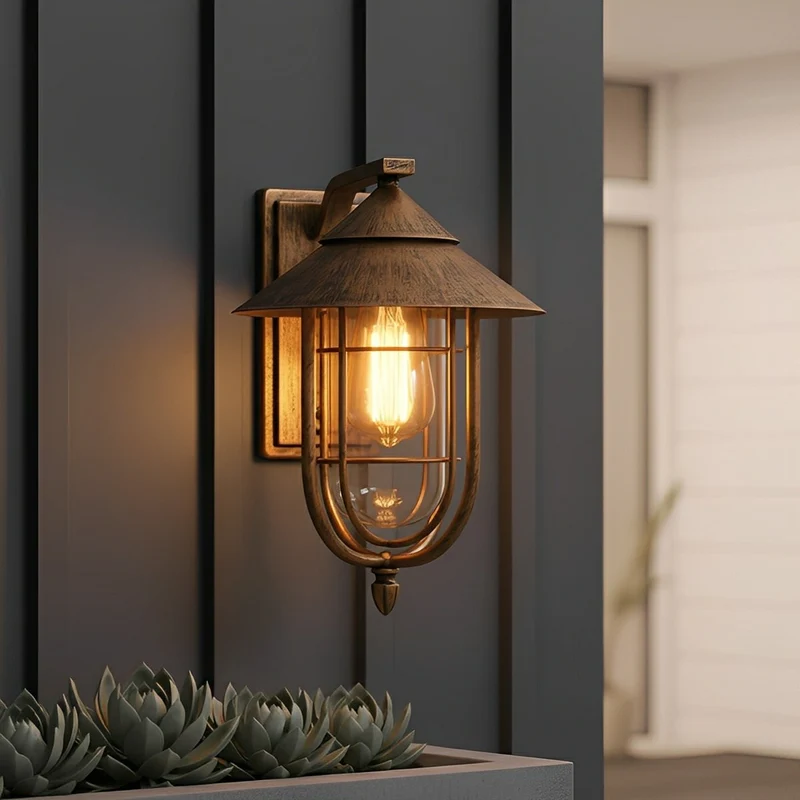 Vintage Wandlamp Buitenverlichting Zwart IJzer Glas Bewegingssensor IP54 Vochtbestendig Veranda Tuin Terras | Sansoti