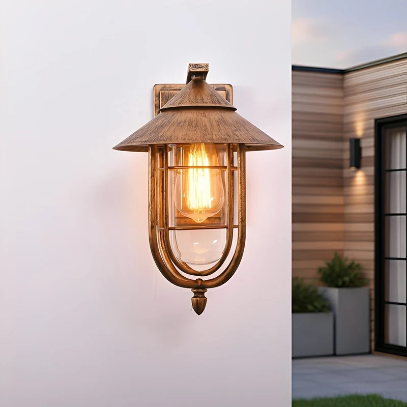 Vintage Wandlamp Buitenverlichting Zwart IJzer Glas Bewegingssensor IP54 Vochtbestendig Veranda Tuin Terras | Sansoti