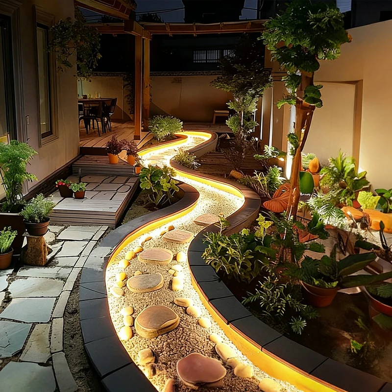 Flexibele LED-strip 24V Waterdicht IP68 Warm Wit voor Tuin Terras Vijver Inbouw Buitenverlichting Sfeer | Sansoti