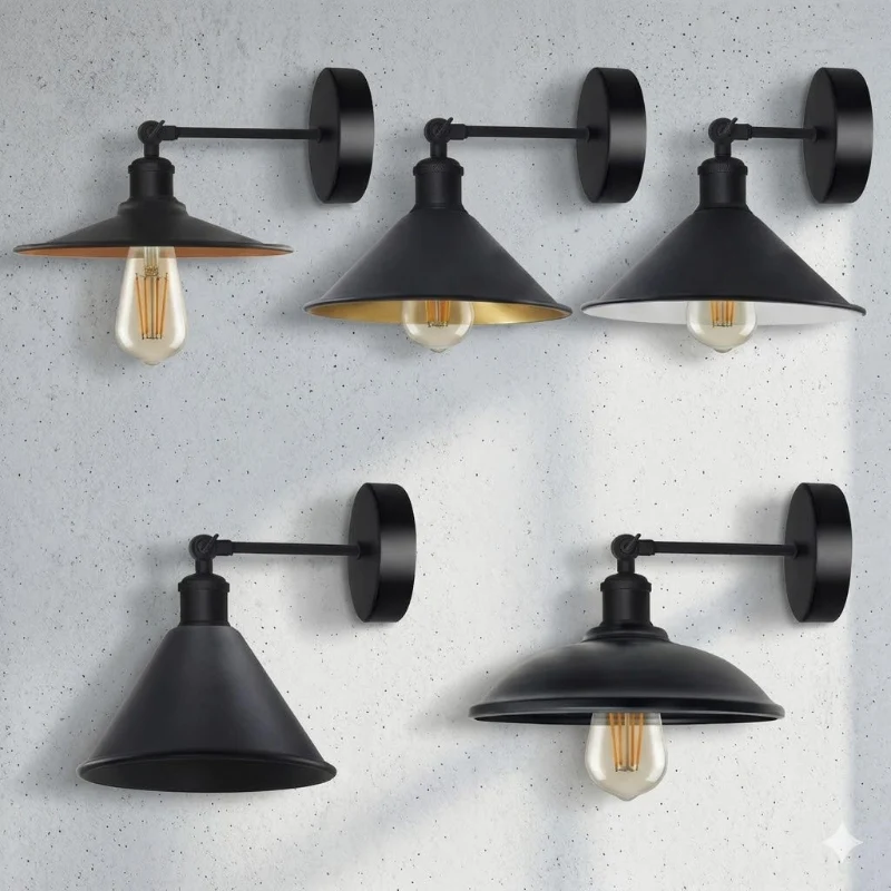 All Seasons Life Vintage Wandlampe Schwarz | Verstellbare ~3768