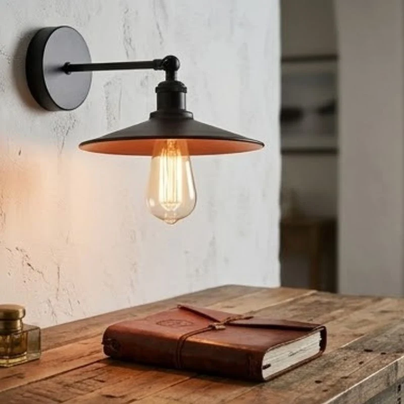 All Seasons Life Vintage Wandlampe Schwarz | Verstellbare ~3768