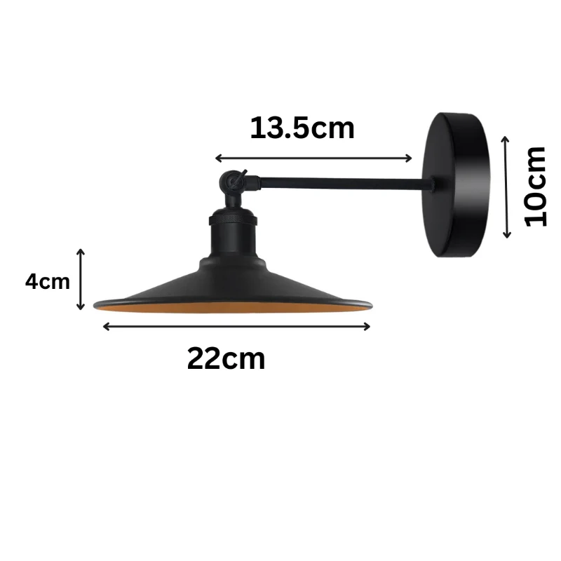 All Seasons Life Vintage Wandlampe Schwarz | Verstellbare ~3768