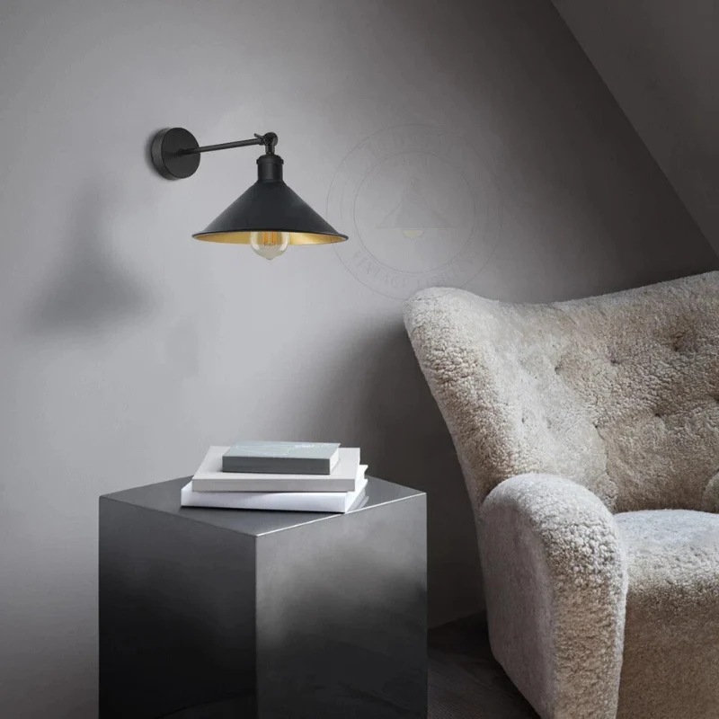 All Seasons Life Vintage Wandlampe Schwarz | Verstellbare ~3768