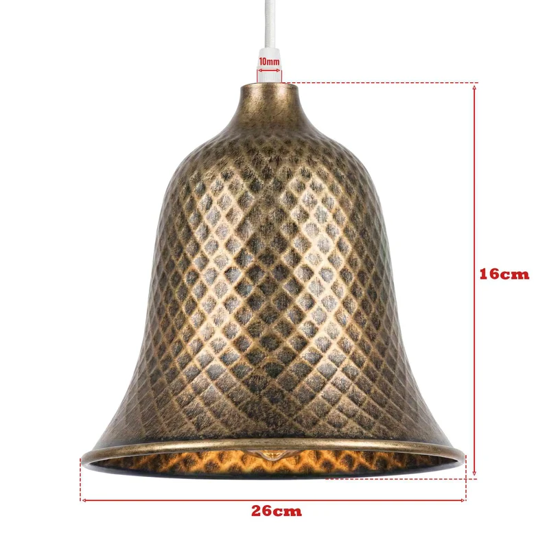 Retro Lampenschirm Glocke Antik Bronze – Vintage E27 Metall Ersatzschirm~3785