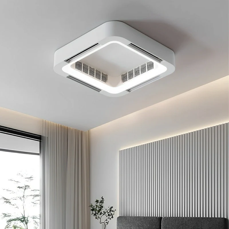 LED Plafondlamp met Ventilator Dimbaar 45W 4500lm Afstandsbediening Wit Modern Minimalistisch Woonkamer | Sansoti